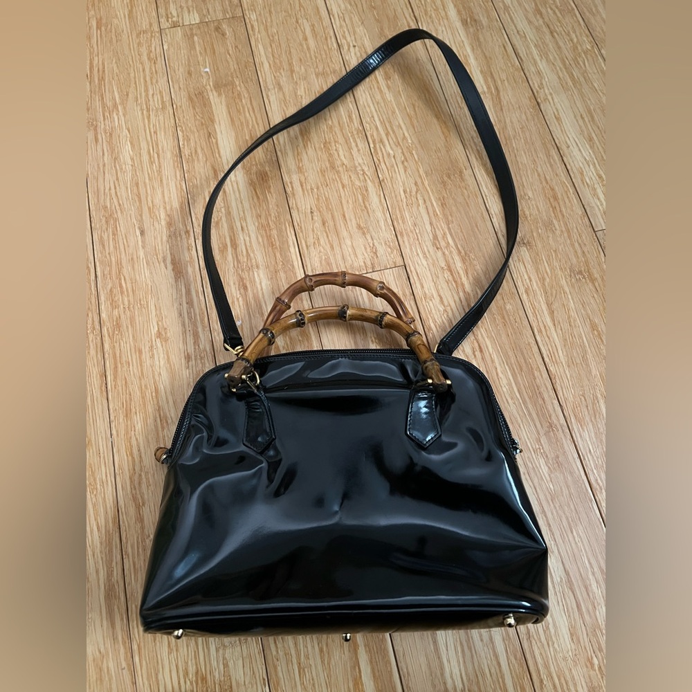 Gucci Bamboo Patent Leather 2way Shoulder Handbag